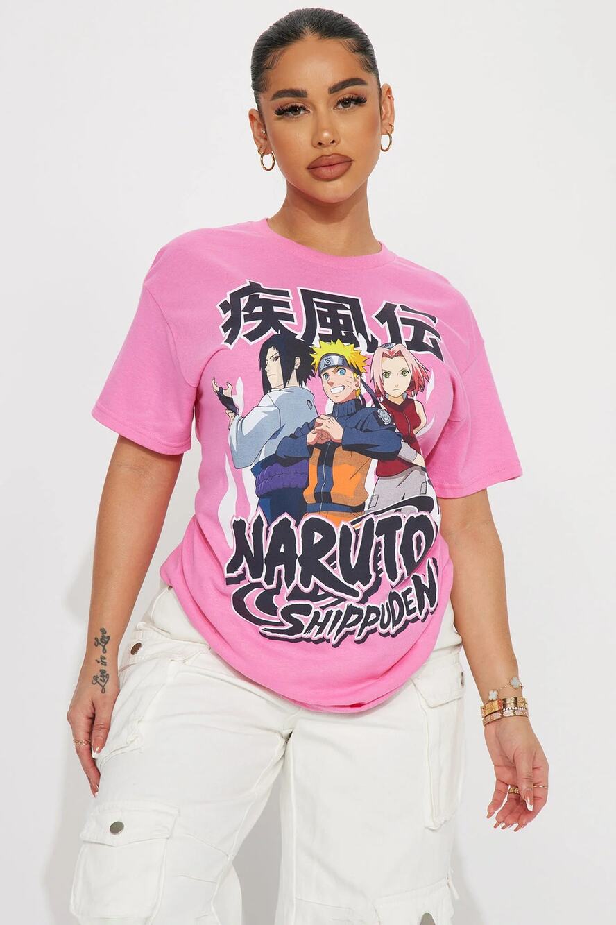 Naruto Shippuden Graphic Tee Women's Small Pink Crew Neck Short Sleeve Official